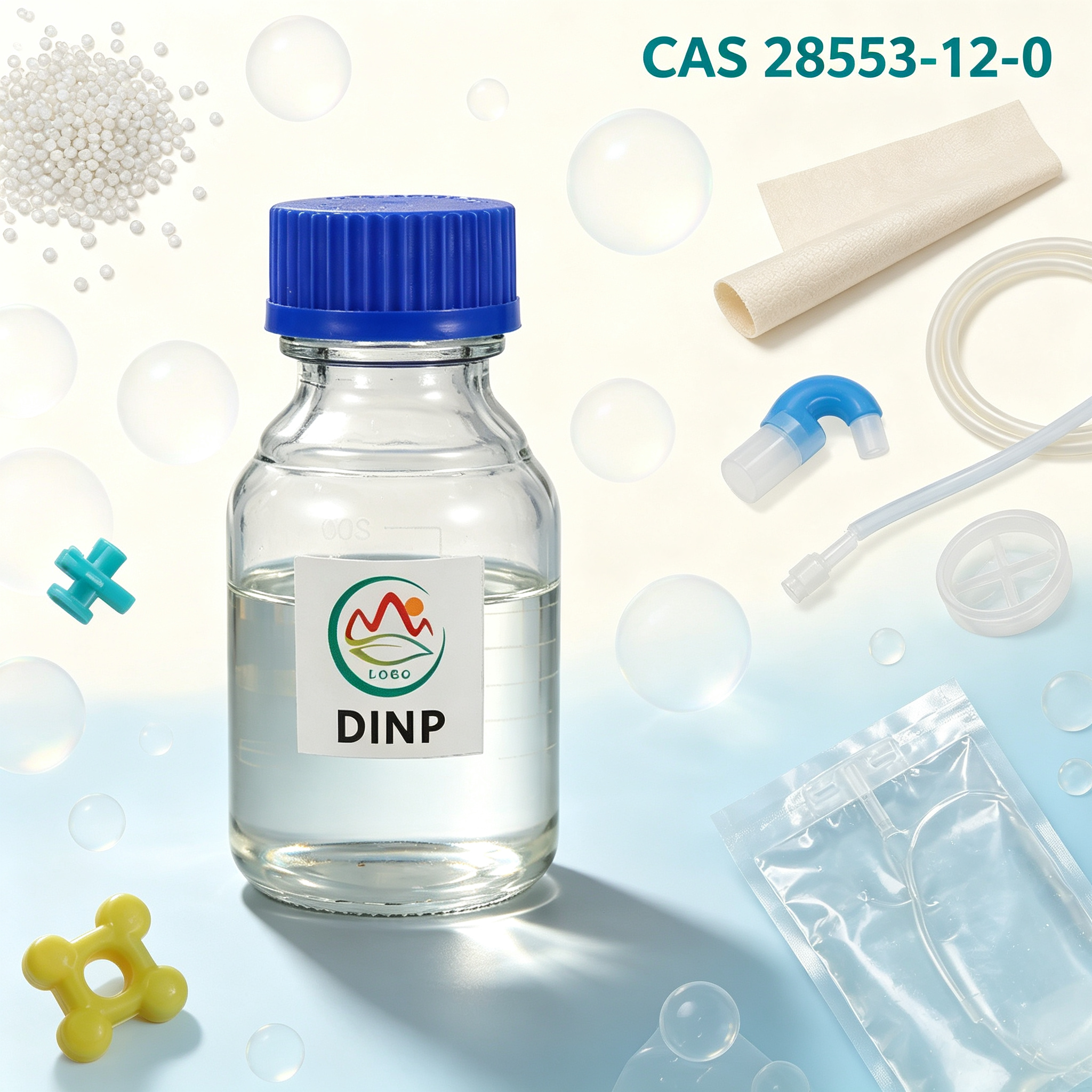 DINP Diisononyl Phthalate CAS 28553-12-0 plasticizer bottle with medical tubing and plastic products