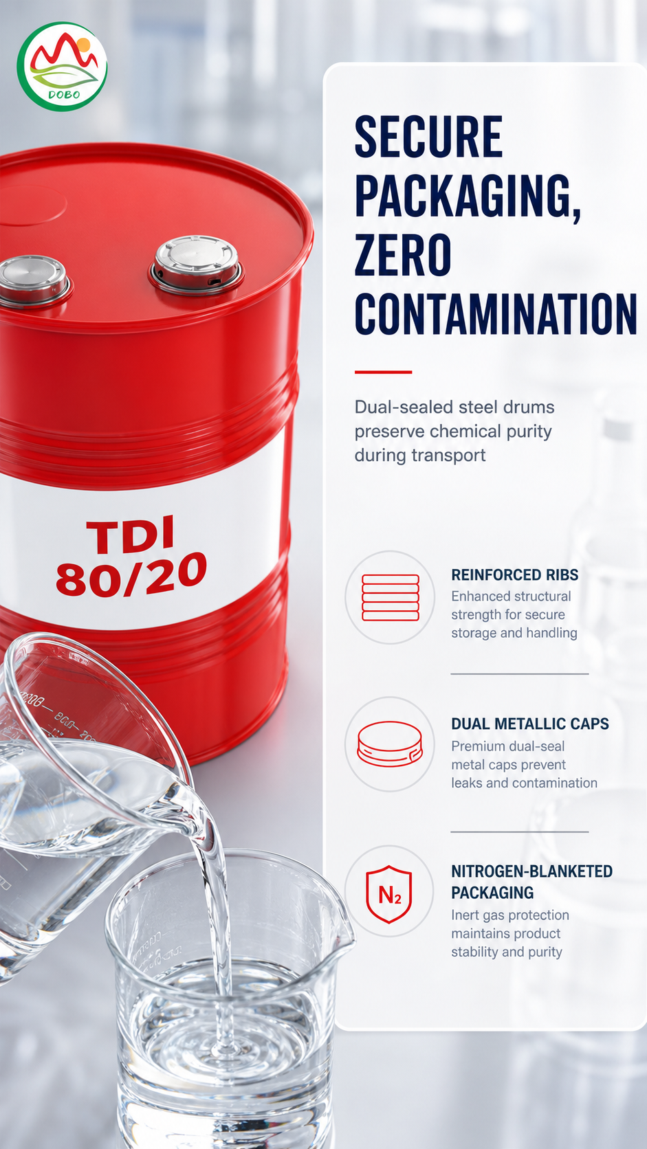 TDI 80/20 Secure Packaging Zero Contamination Dual-sealed Steel Drums