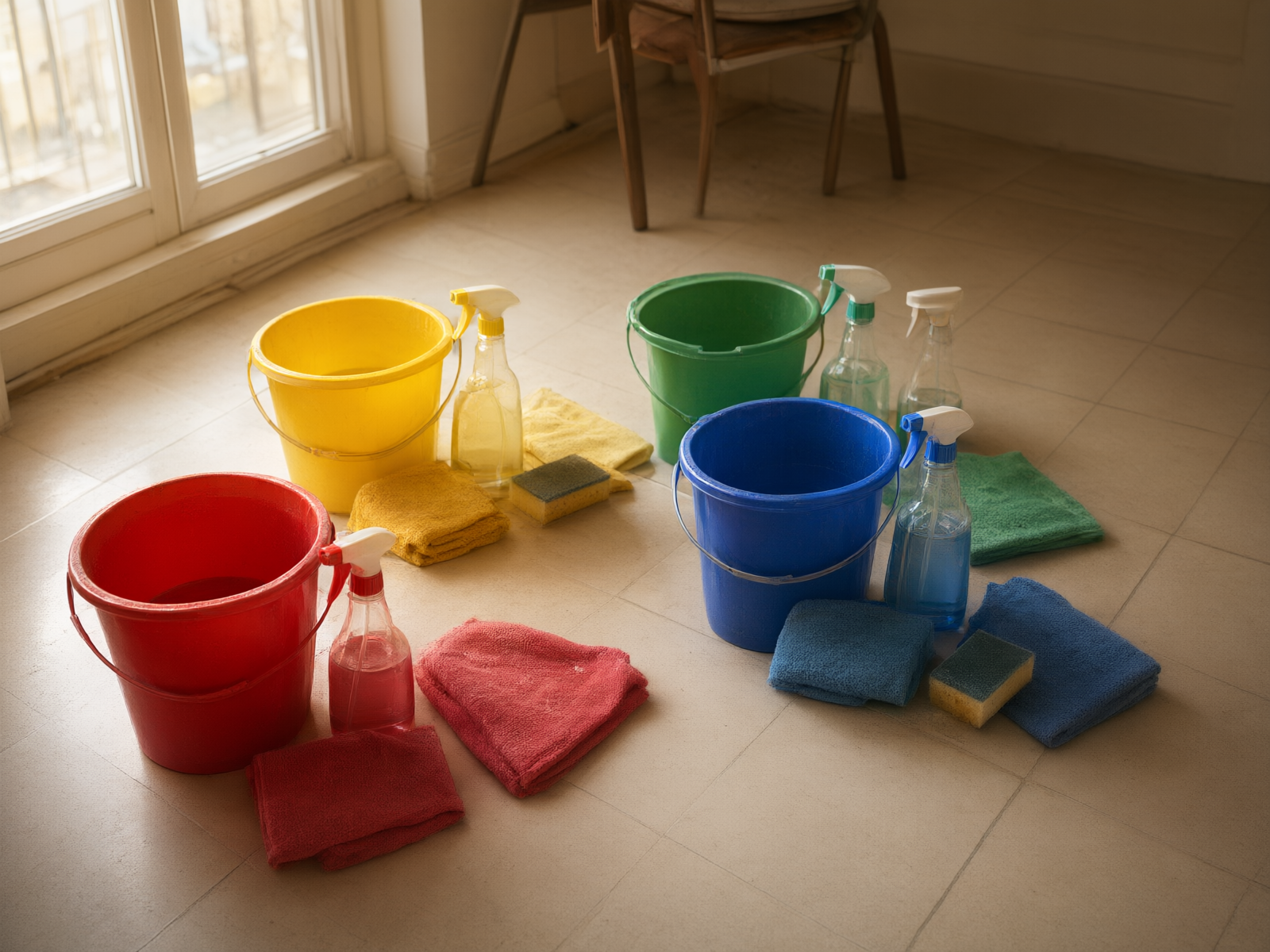 How the 4-color zone method reduces cross-contamination to 2% during initial cleaning of 120㎡ spaces