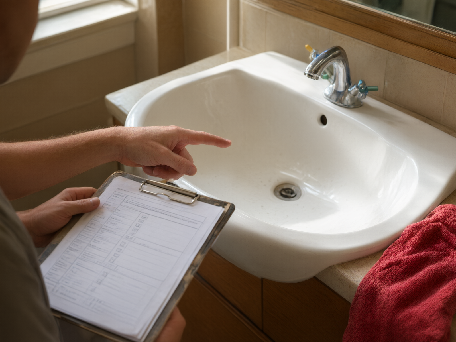 Review the 12 acceptance checklist item by item to verify the cleaning results of sanitary ceramics.