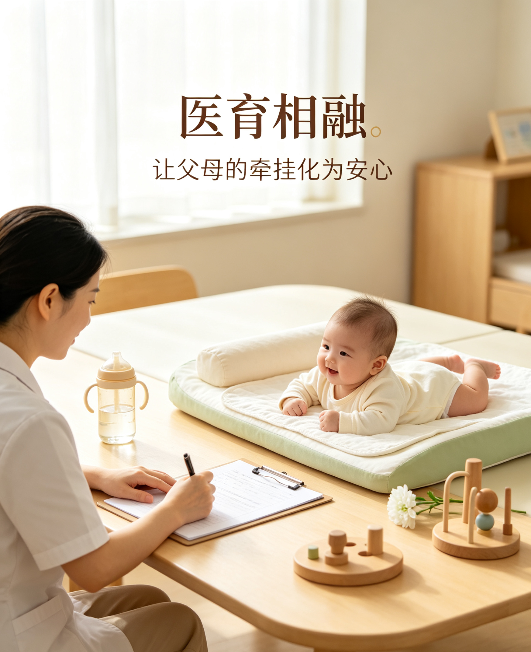 老师温柔照顾婴儿