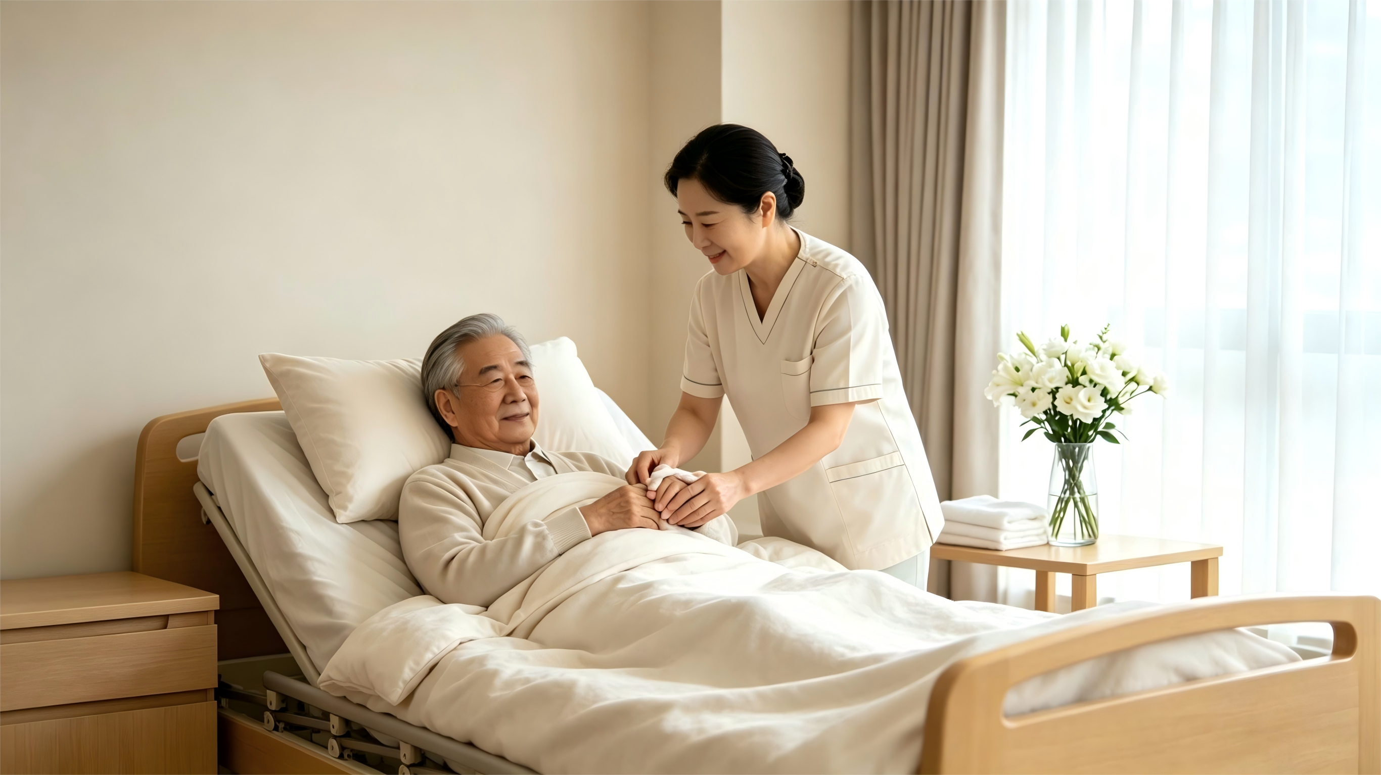 护理师细心照料患者