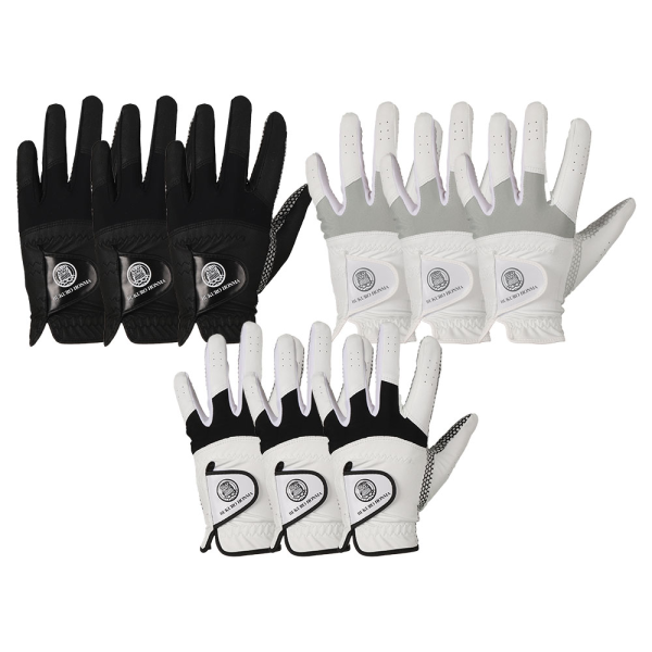 BUKUROHONMA Non-Slip Synthetic Leather Golf Glove, Left Hand, 3-Pack (Suitable for Park Golf)