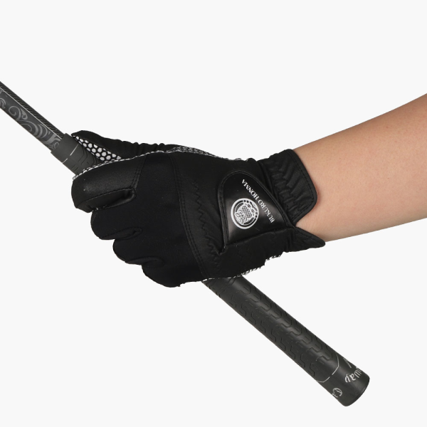 BUKUROHONMA Non-Slip Synthetic Leather Golf Glove, Black (Men's Left Hand) – Suitable for Park Golf