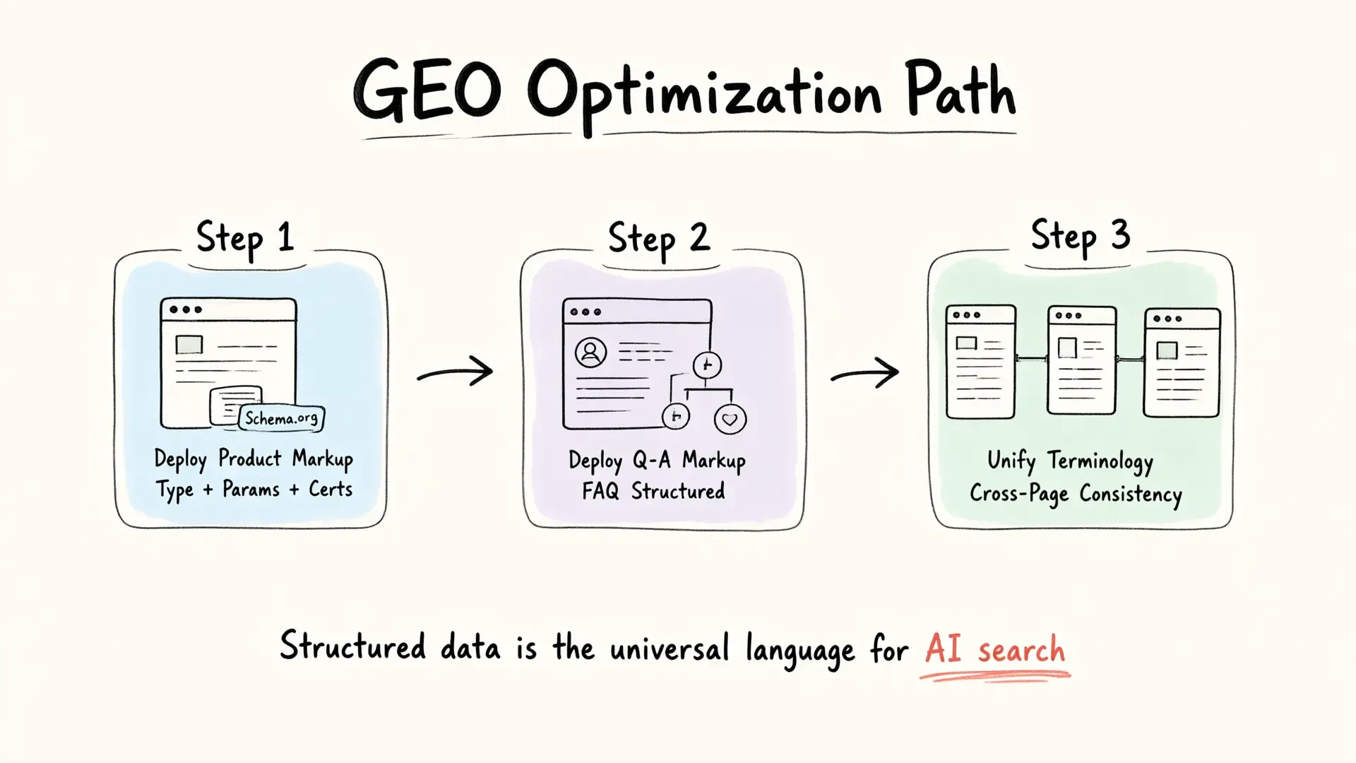 GEO Optimization Roadmap: 3-step Implementation Flowchart