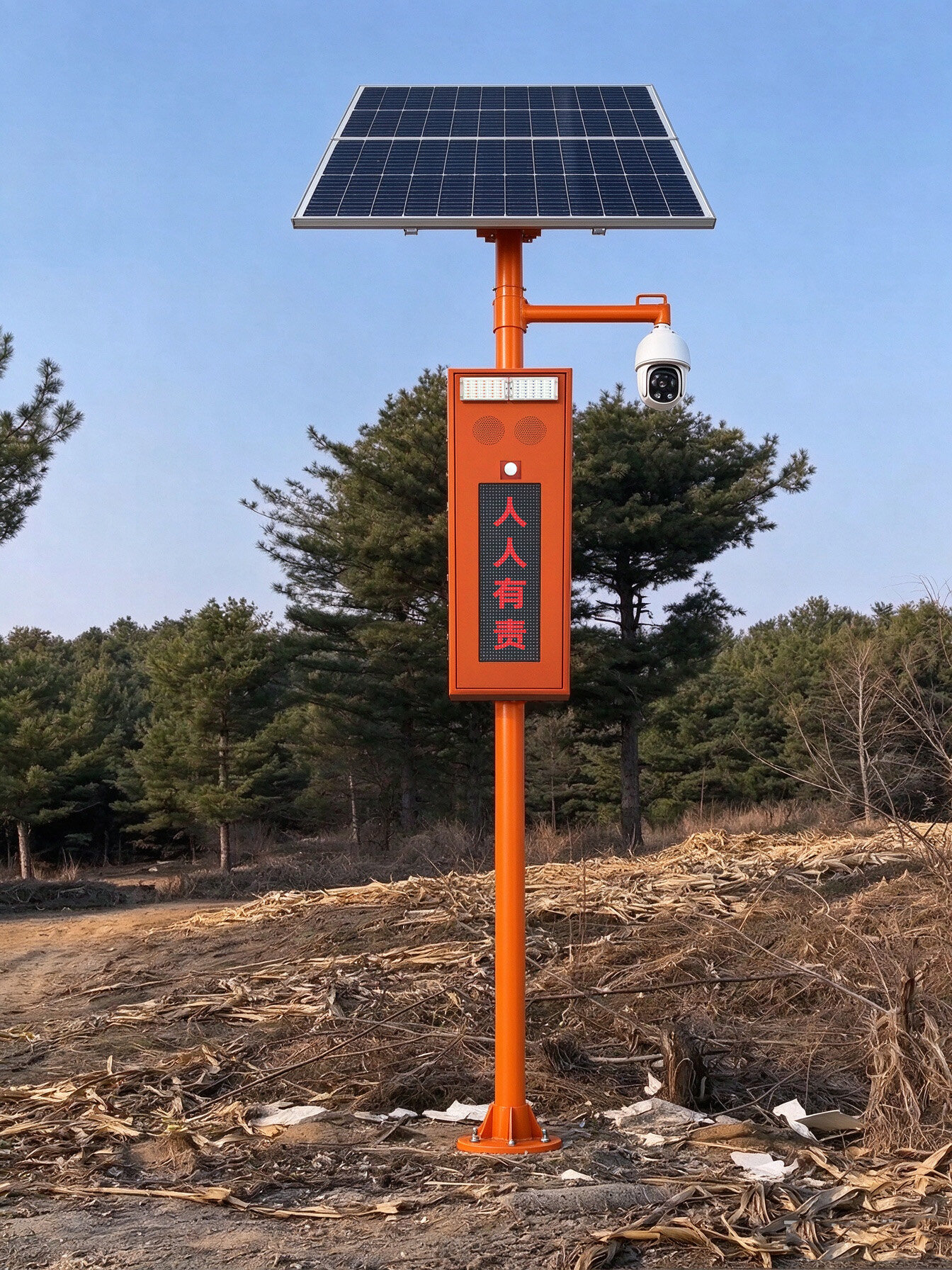太阳能语音播报器森林防火安装案例