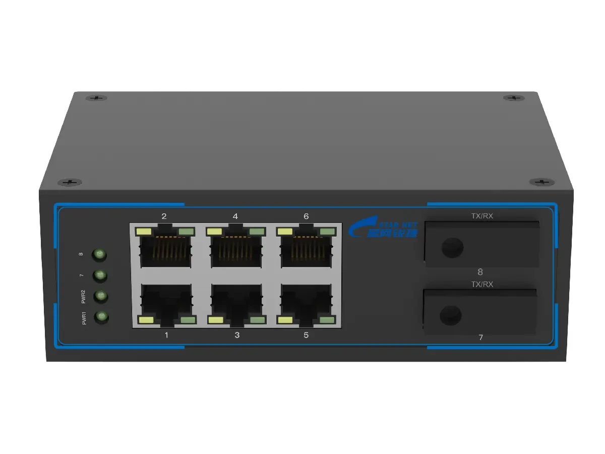 8口非网管型导轨式工业交换机CMF108-2FX6FE 产品图