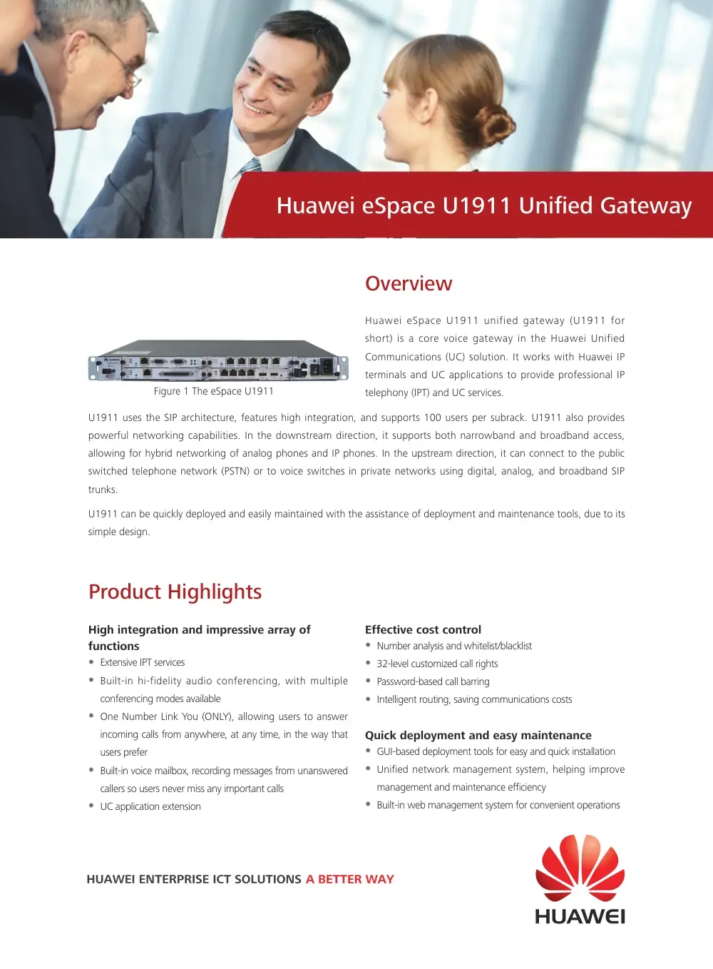 eSpace U1911 彩页第 1 页