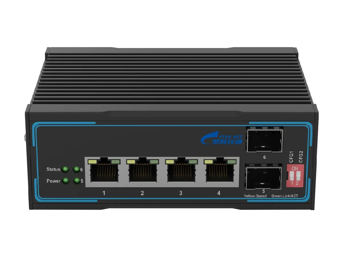 6口网管型导轨式POE工业交换机CMF120-ISW-2GX4GP-DD-L2 产品图