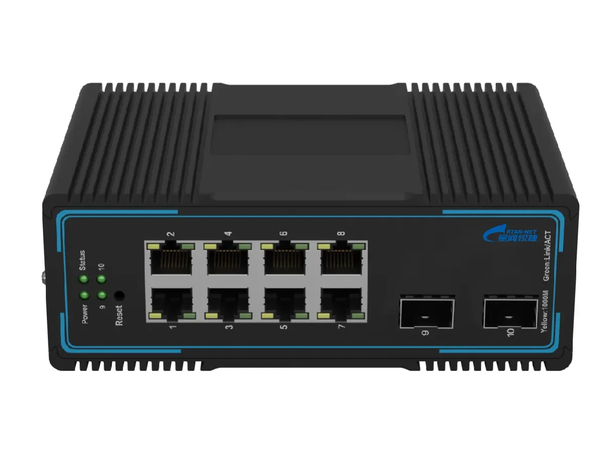 10口网管型导轨式POE工业交换机CMF120-ISW-2GX8GP-DD-L2 产品图