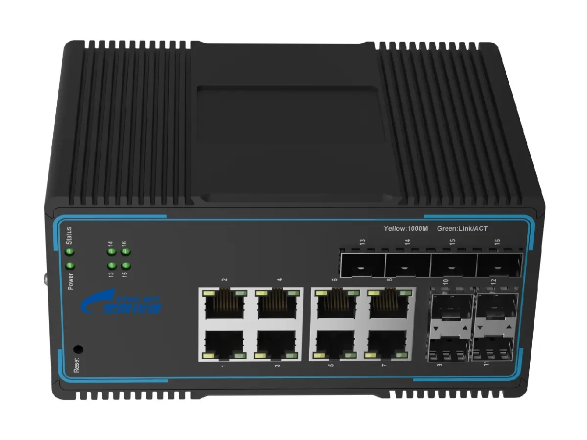 16口二层网管型导轨式工业交换机CMF120-ISW-8GX8GE-DD-L2 产品图
