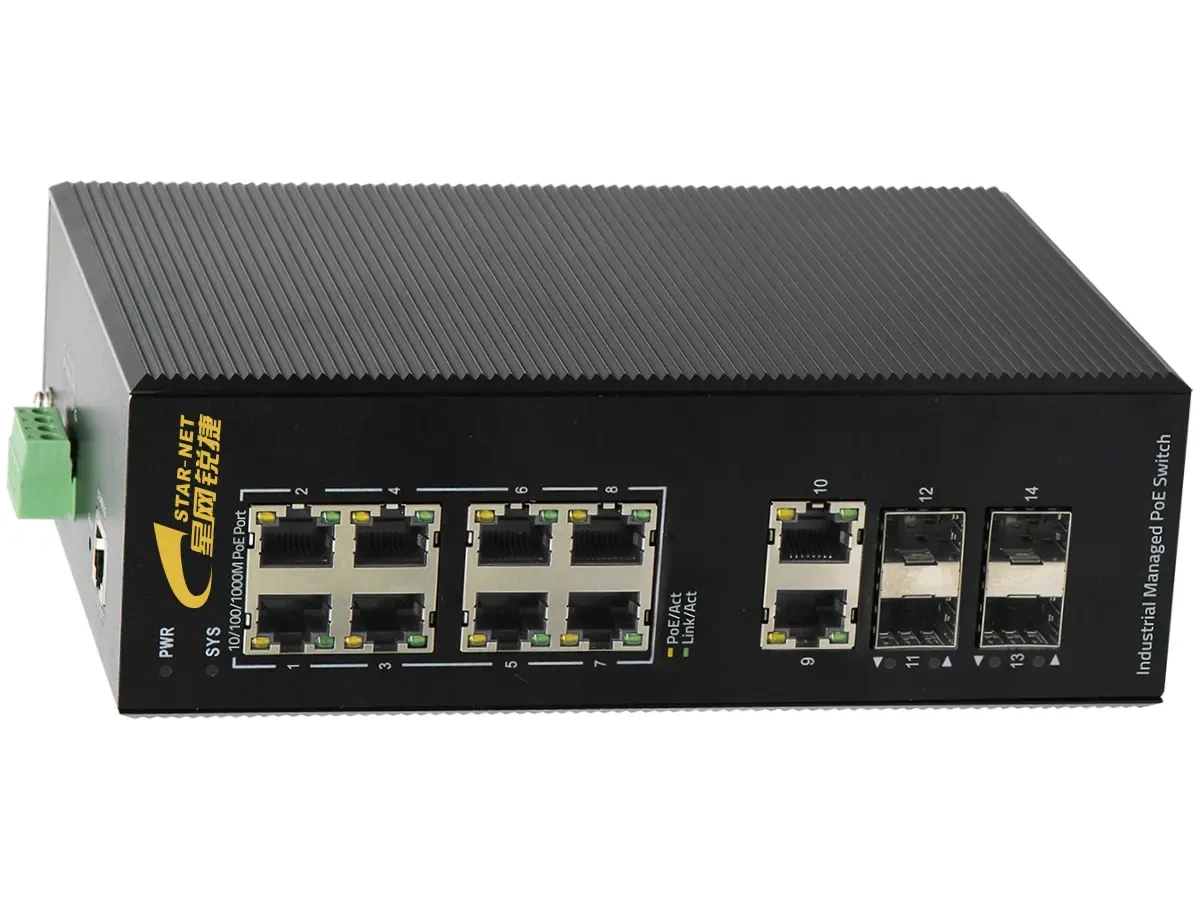14口二层网管型导轨式POE工业交换机CMF220-ISW-4GX8GP2GE-DD-L2 产品图