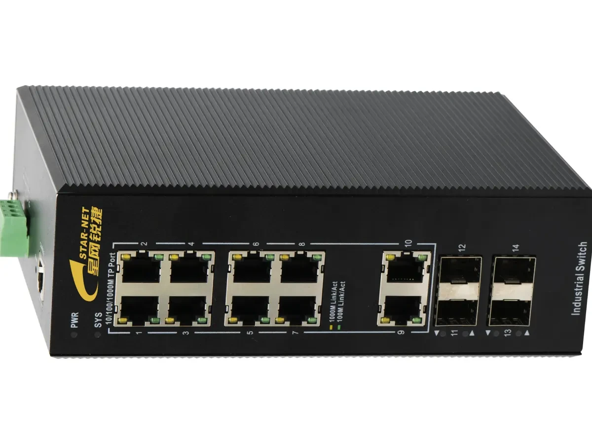 14口二层网管型导轨式工业交换机CMF220-ISW-4GX10GE-DD-L2 产品图