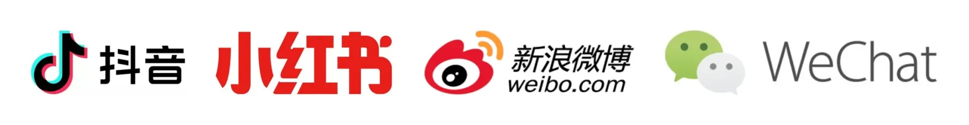 抖音、小红书、微博、微信平台 logo 拼接