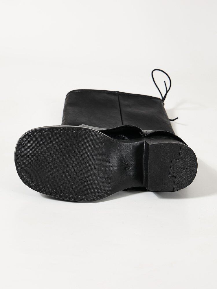 Cuffed Drawstring Mid Calf Fold Over Boots view 4