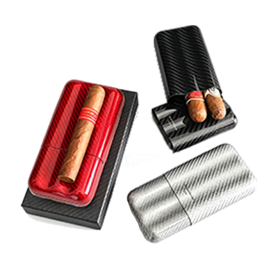 Glossy Carbon Fiber Cigar Storage Case For 3 Cigars