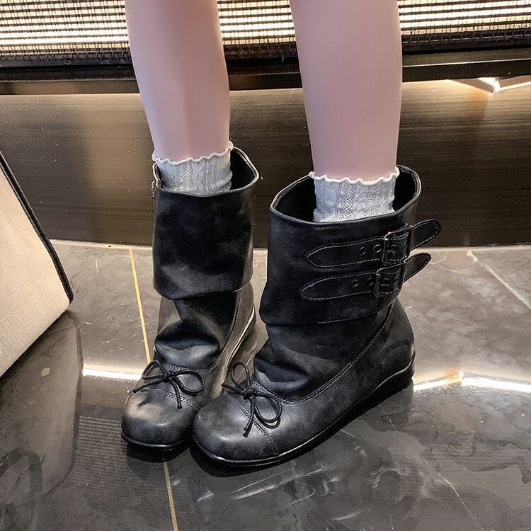 Bow Buckle Slouch Mid Boots view 3