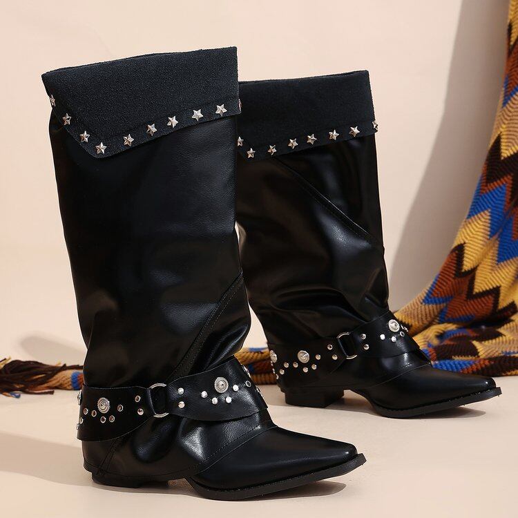 Rivet Star Western High Knee Boots view 4