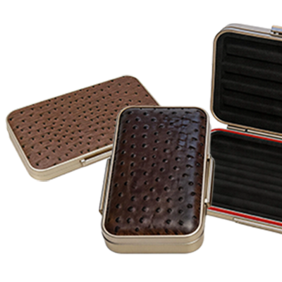 Ostrich Leather Texture Aluminum Cigar Case