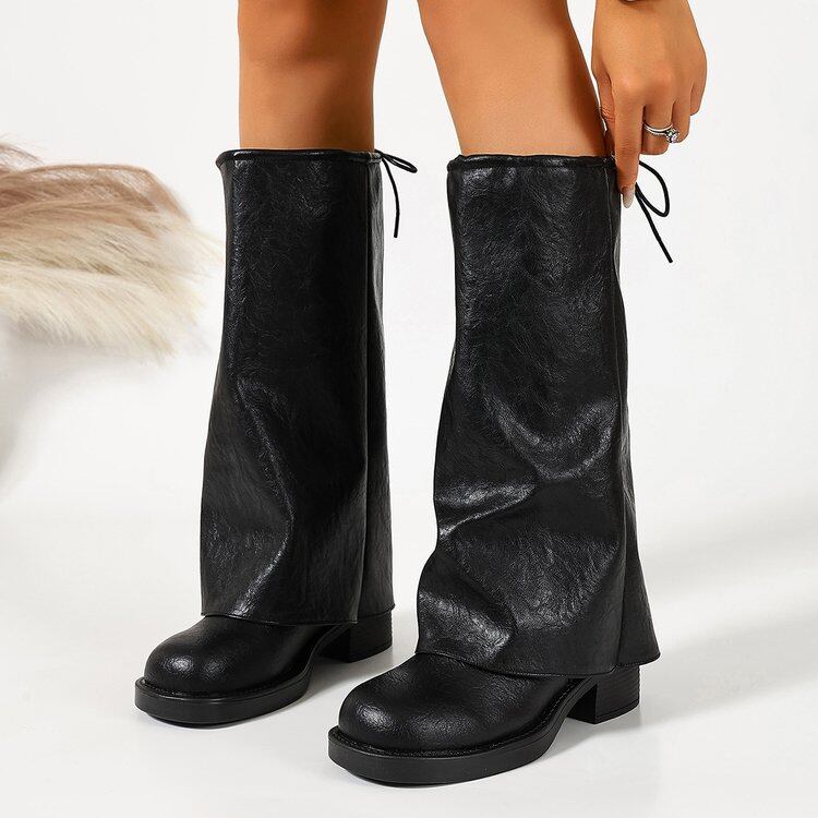 BT021 Lace-up Flare Long Boots
