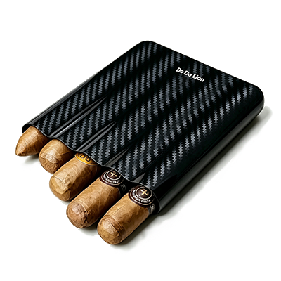 5-count Luxury Carbon Fiber Portable Cigar Sleeve Travel Humidor Case