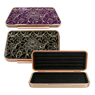 Vintage Baroque Floral Rose Gold Ladies Travel Cigar Case