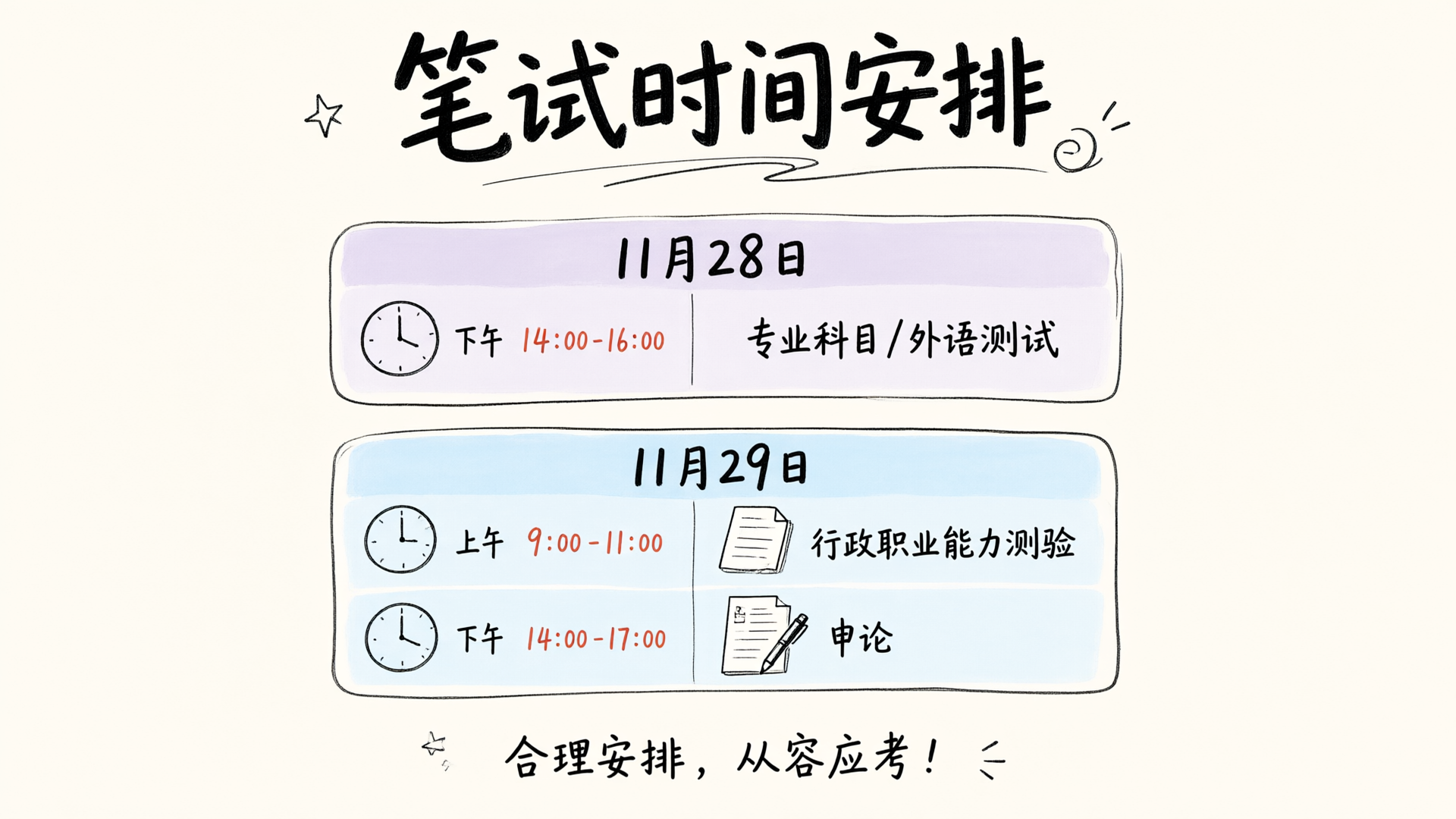笔试时间安排