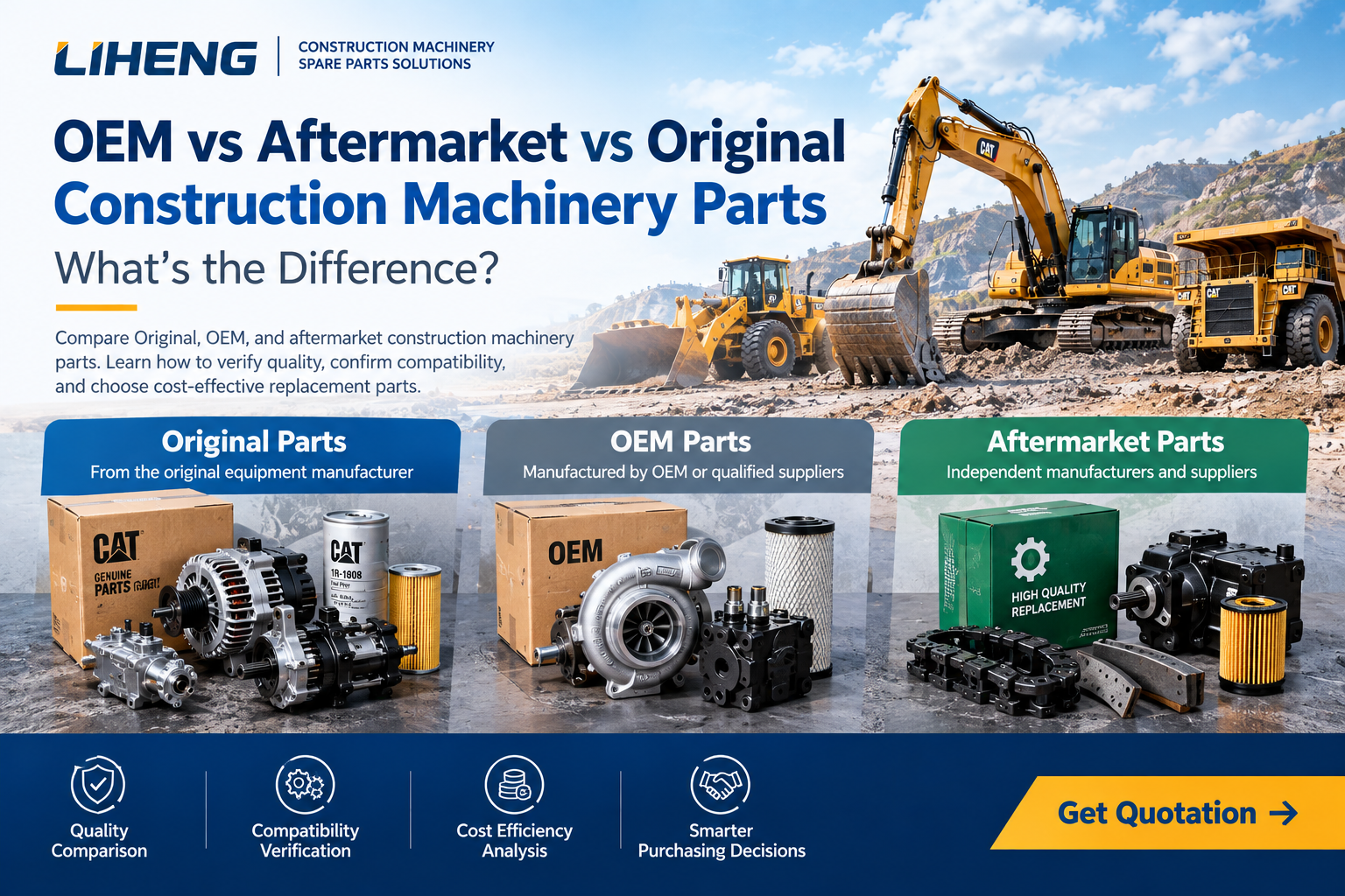 OEM vs Aftermarket vs Original Construction Machinery Parts: What’s the Difference?