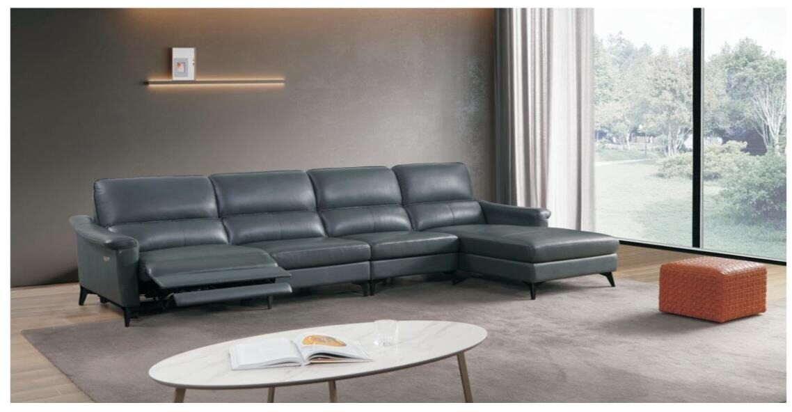 Dark Gray Leather Sectional