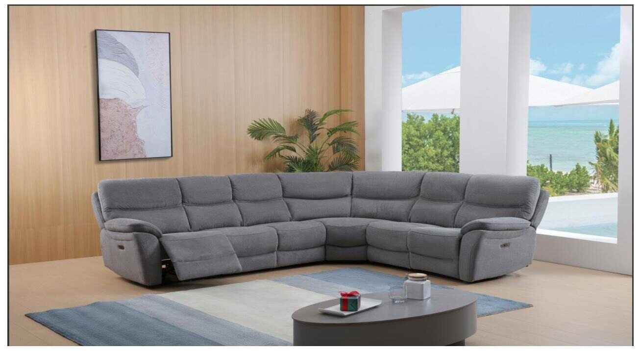 Gray L-Shape Power Recliner