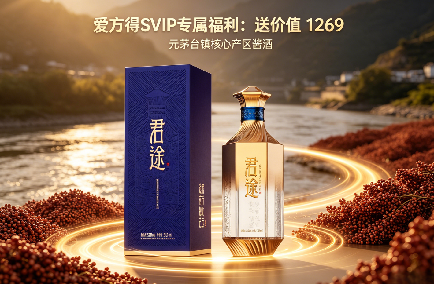 爱方得SVIP专属福利:送价值 1269 元茅台镇核心产区酱酒
