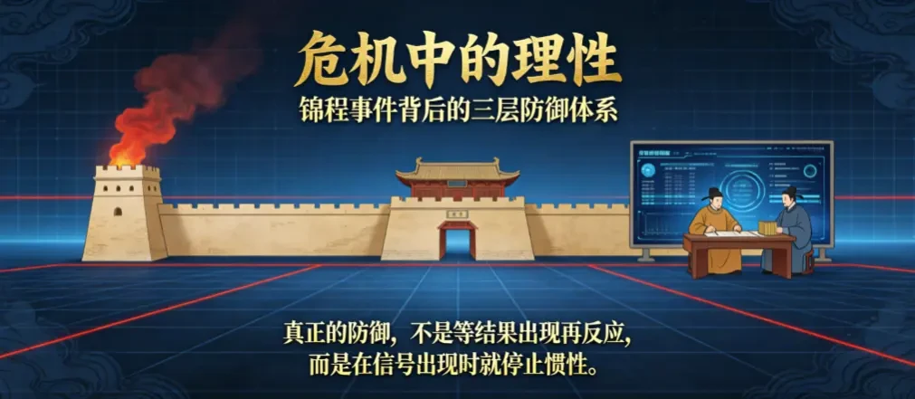 对照分析：危机中的理性——锦程事件背后的三层防御体系  | 唐臣操盘录 20-4 - 爱方得
