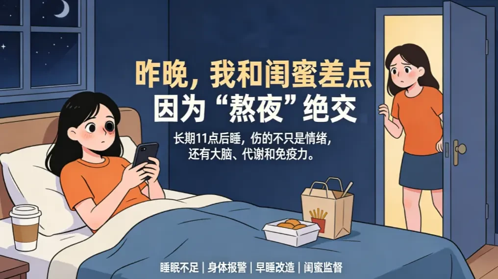 昨晚我和闺蜜差点因为“熬夜”绝交——晚睡不是勋章，长期睡不够才是健康风险信号 - 爱方得资讯