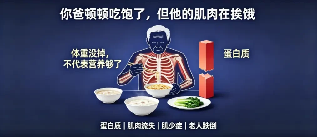 你爸顿顿吃饱了，但他的肌肉在挨饿——老年人每餐至少有一种肉蛋奶 - 爱方得推荐阅读