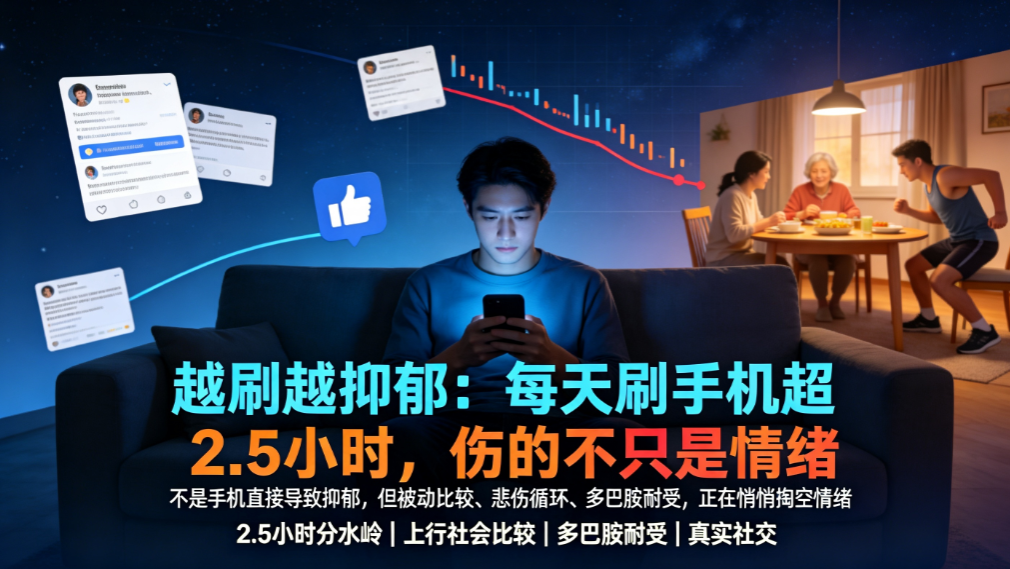 越刷越抑郁：每天刷手机超2.5小时，伤的不只是情绪 - 爱方得资讯
