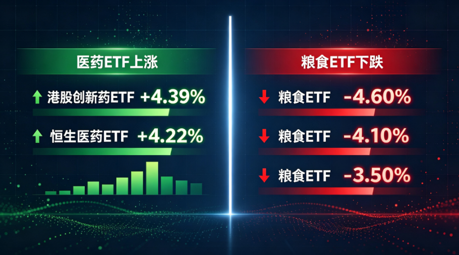 医药ETF集体爆发涨超4%,粮食板块持续回调领跌 - 爱方得推荐阅读