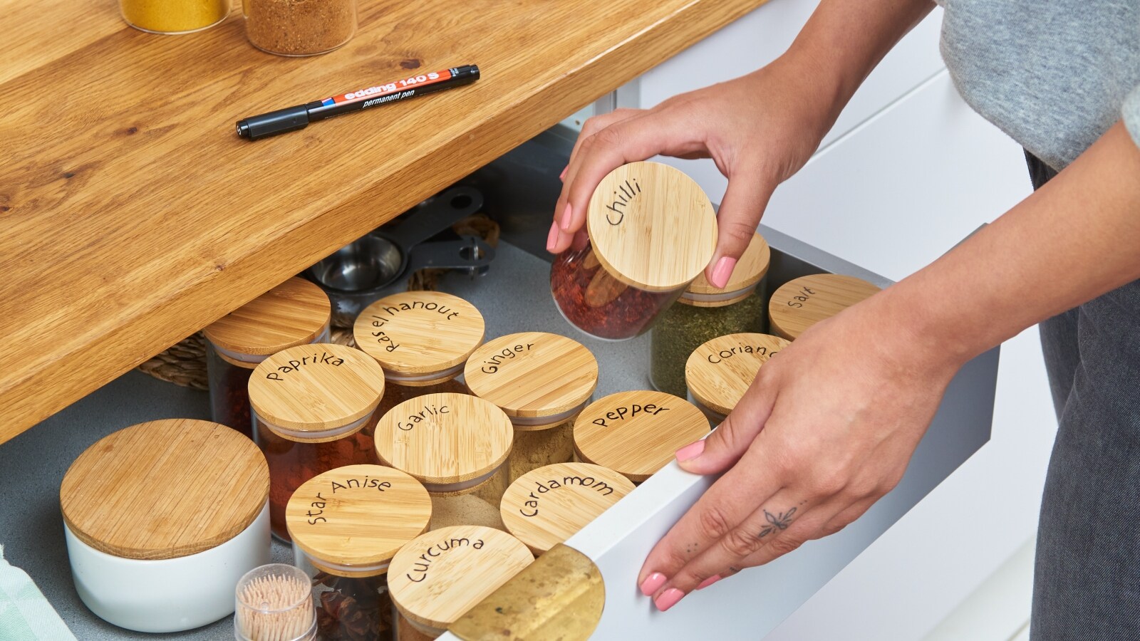 Create an organised spice drawer
