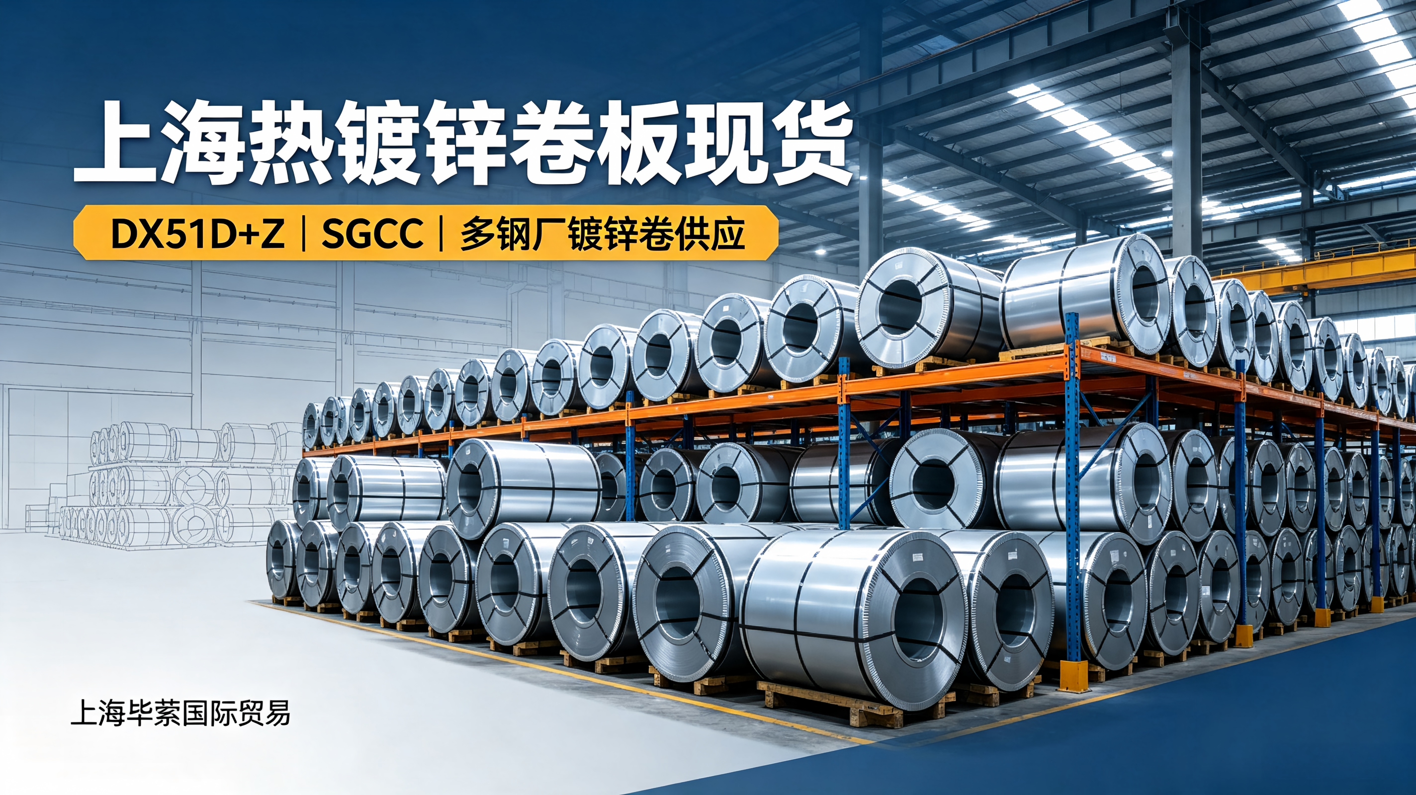 Z80/Z120/Z275 Hot-Dip Galvanized Coil – Full Zinc Coating, Available in Shanghai for Delivery