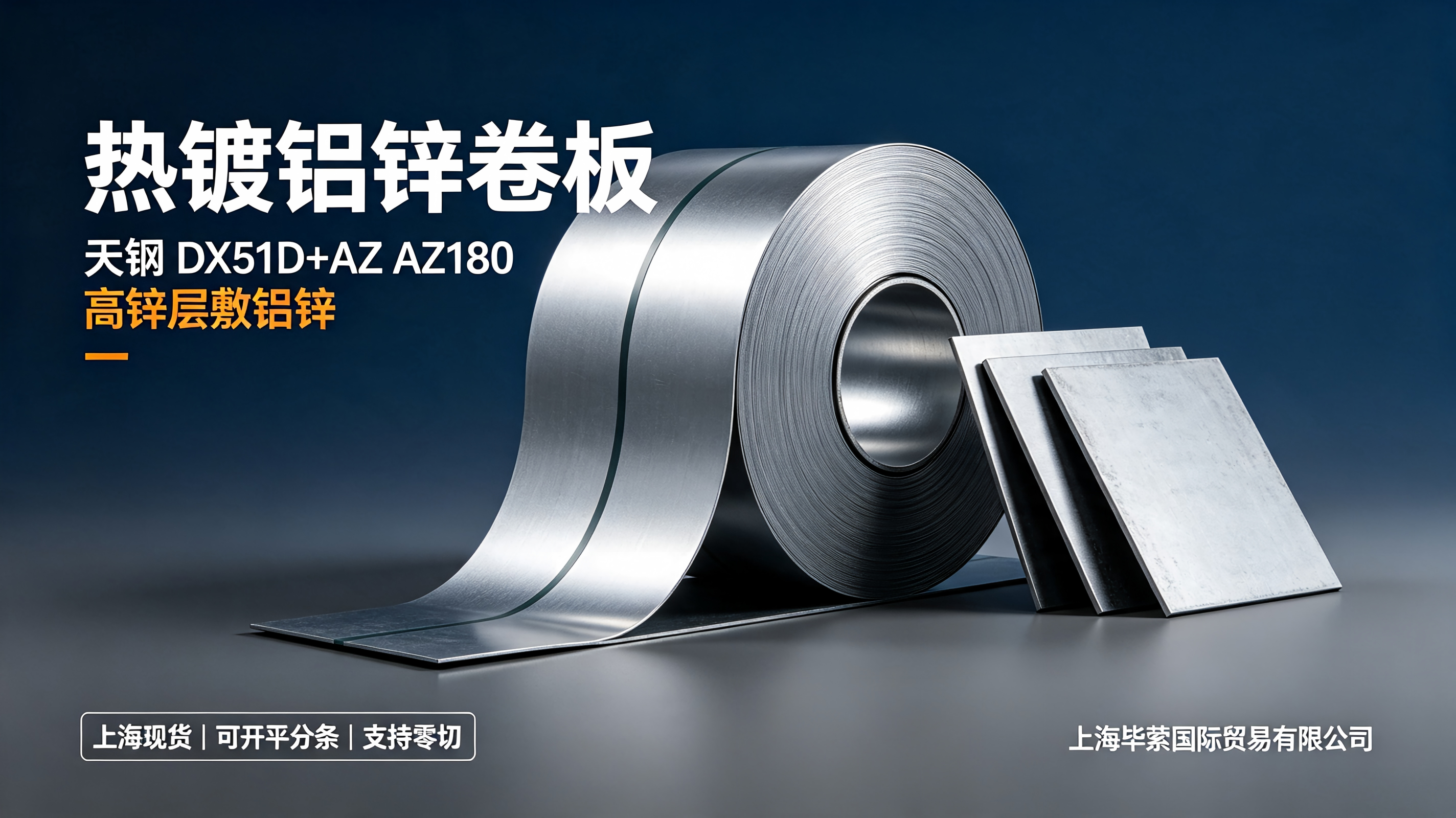 Shanghai Spot DX51D+AZ Aluminum-Zinc Coiled Steel | Jingye/Tiantie Mill Hot-Dip Galvanized, Custom Cutting Available