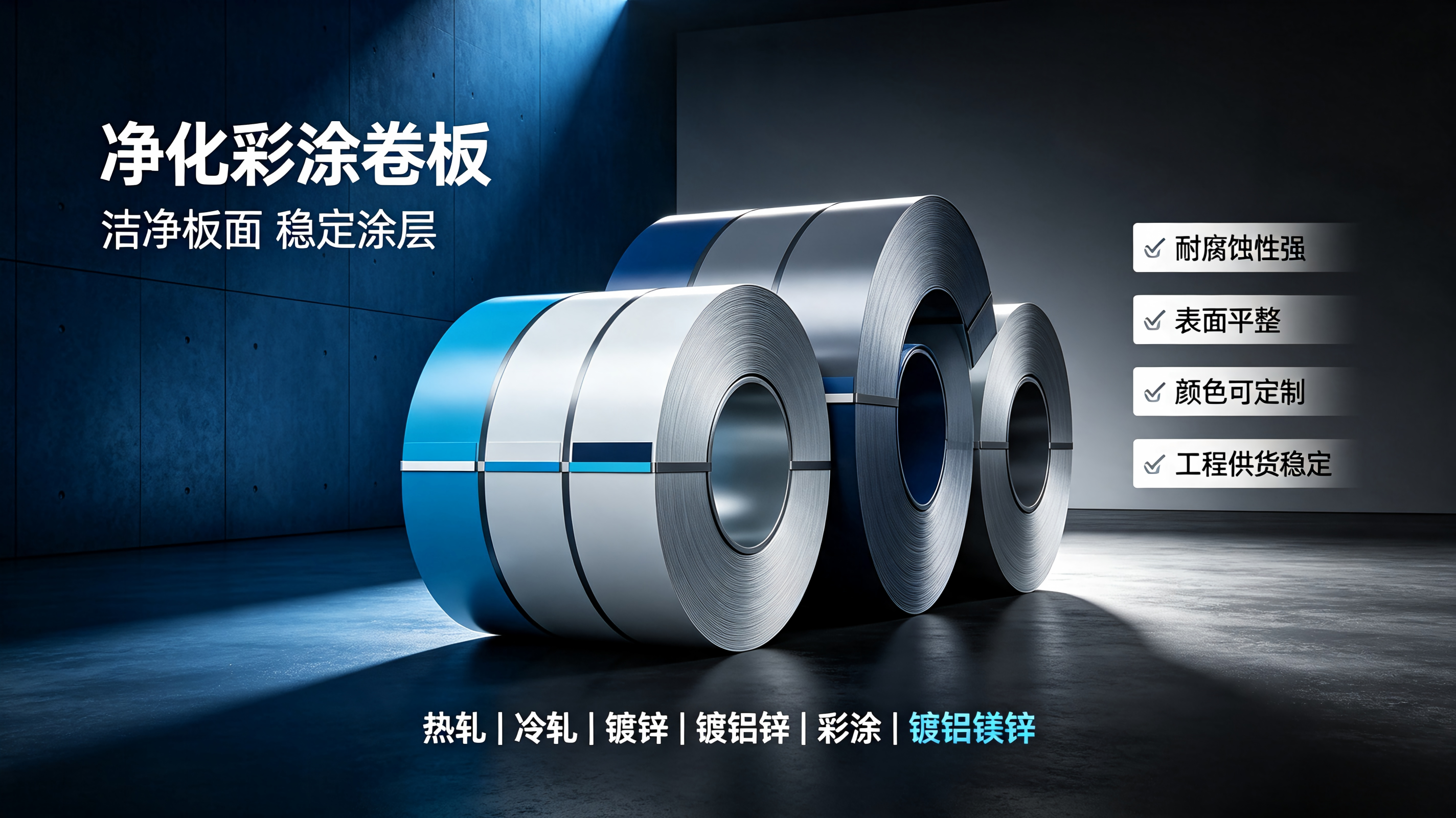 White-gray purified color-coated coil, light gray industrial cleanroom steel coil, multi-layer coating with custom options
