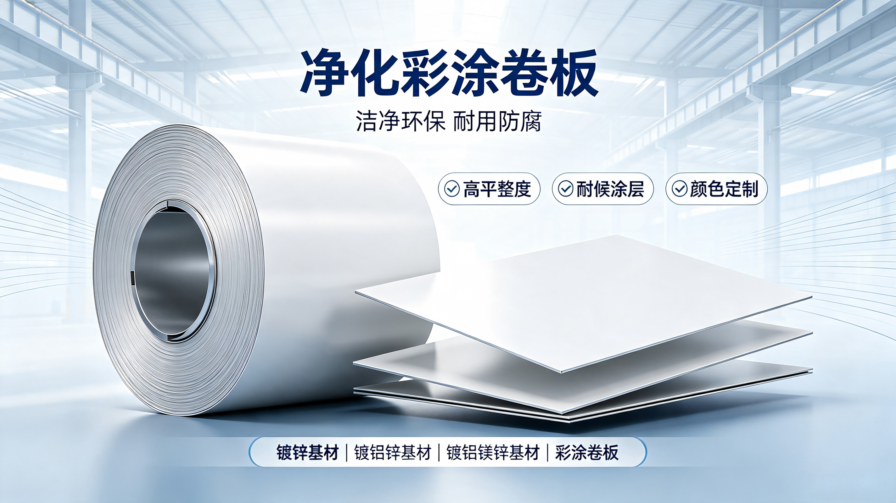 Polyester Purified Color-Coated Coil: PE Coating for Cleanroom Steel Sheets, Custom Colors Available