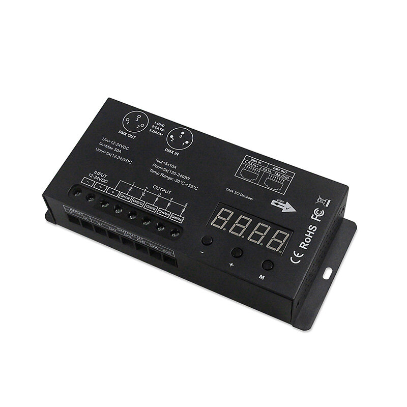 DMX512 Decoder Controller 4-in-1 for RGBW Strips