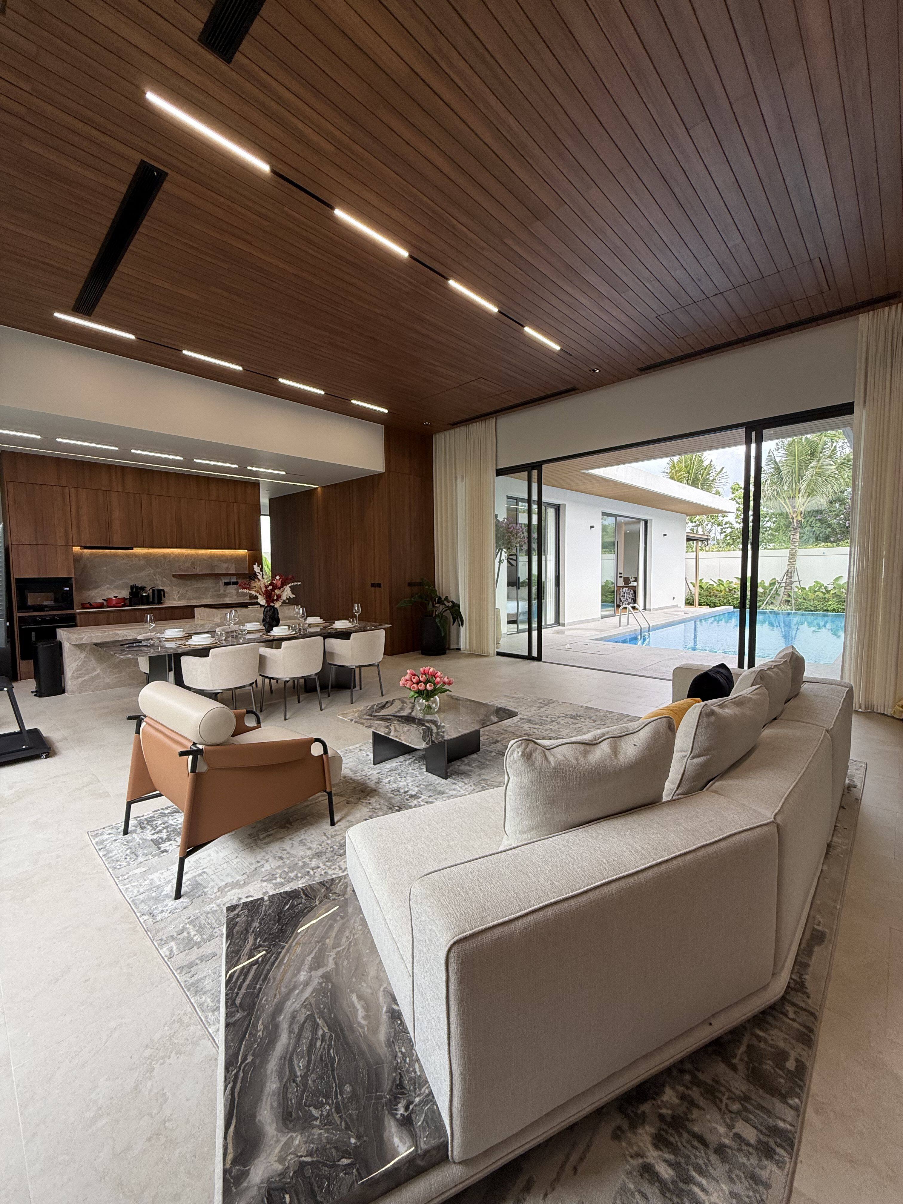 Phuket Bang Tao Villa Living Room Custom Sofa & Coffee Table | Italian Minimalist Villa Furniture in Real Life