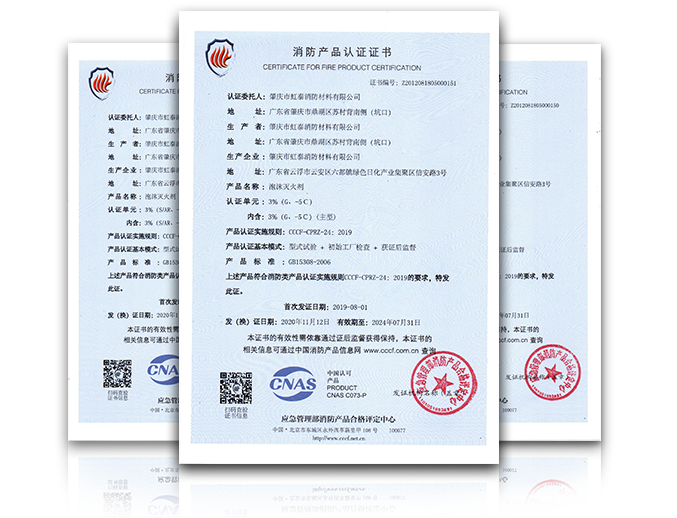 Fire Product Certification Certificate