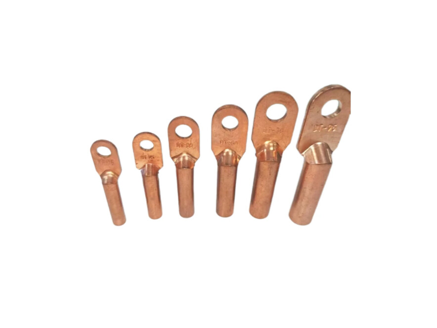 DT Type Pure Copper Cable Lugs 10-185mm Naked Electrical Wire Crimp Terminals Connecting Nose Power Cable
