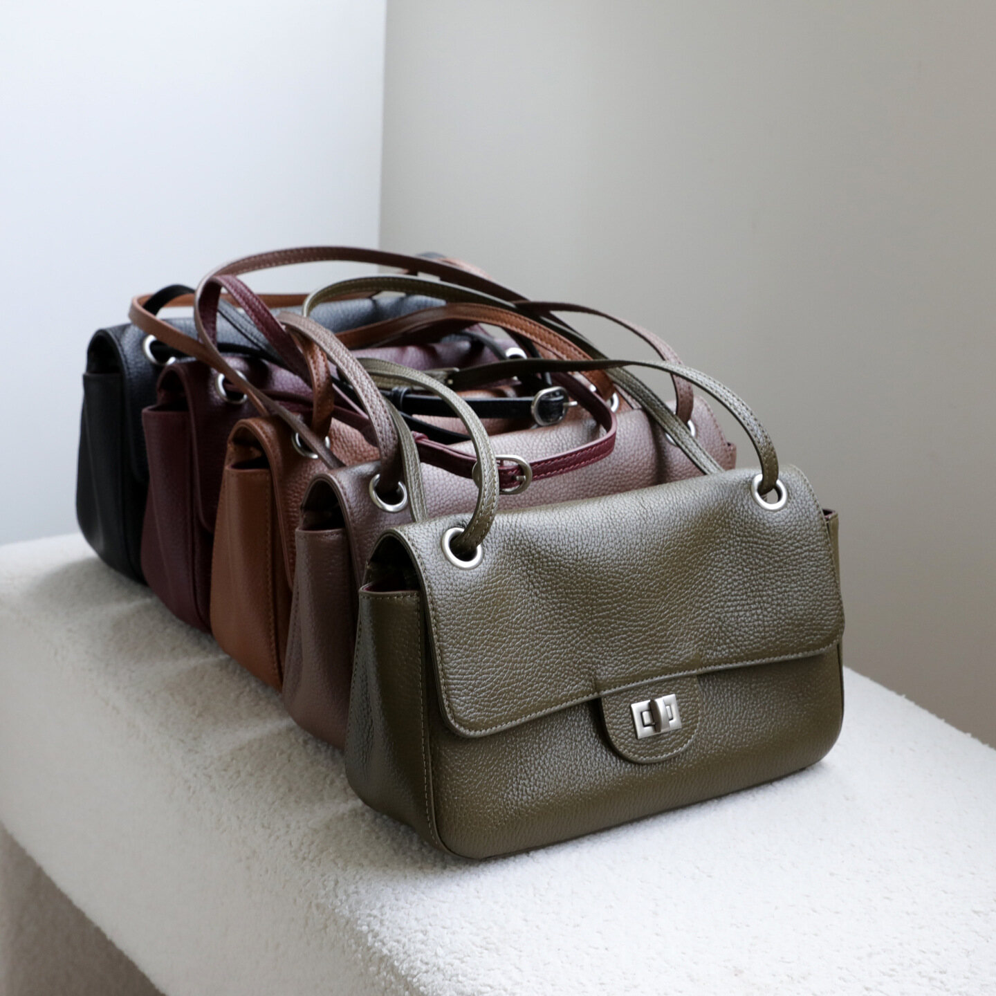 Maxi Flap Minimalist Soft Pebbled Full-Grain Leather Messenger Bag – Commute, Large Capacity, Shoulder & Underarm Carry