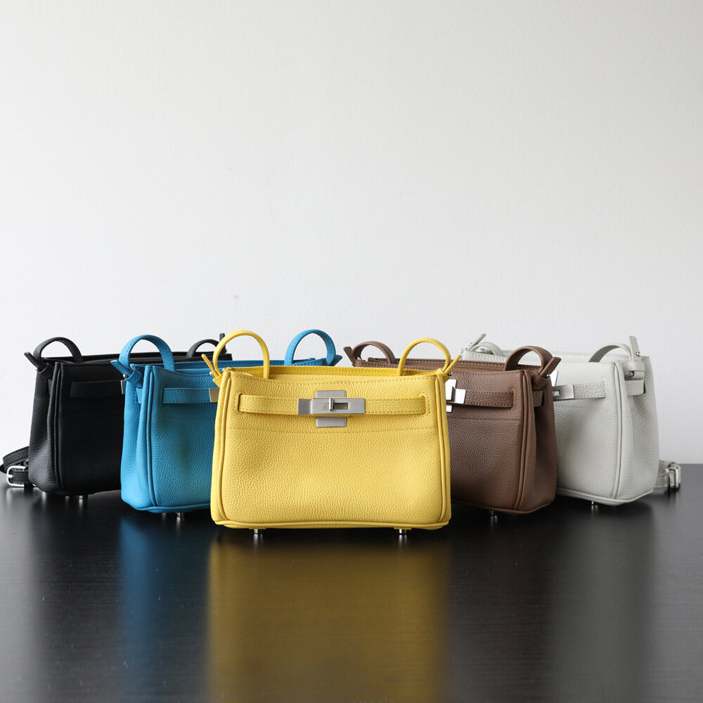 Niche Luxury Handcrafted Top-Grain Leather Kelly Bag with Vintage Lock – Genuine Leather Shoulder & Crossbody Tote