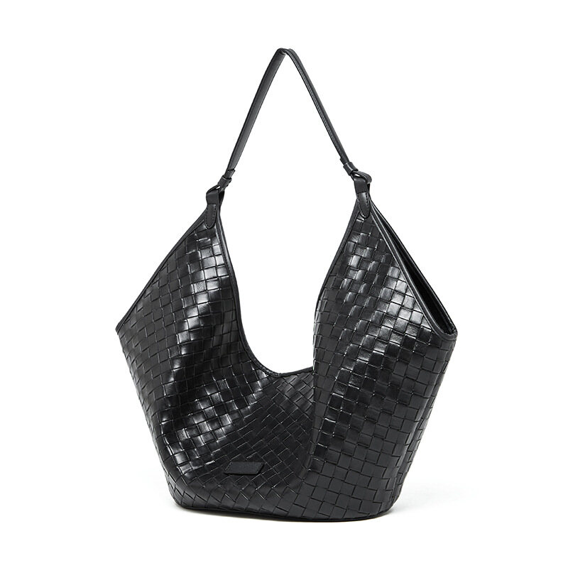 Genuine Leather Large Capacity Women's Bag 2026 New Fashion Cowhide Woven Pattern School & Commute Tote