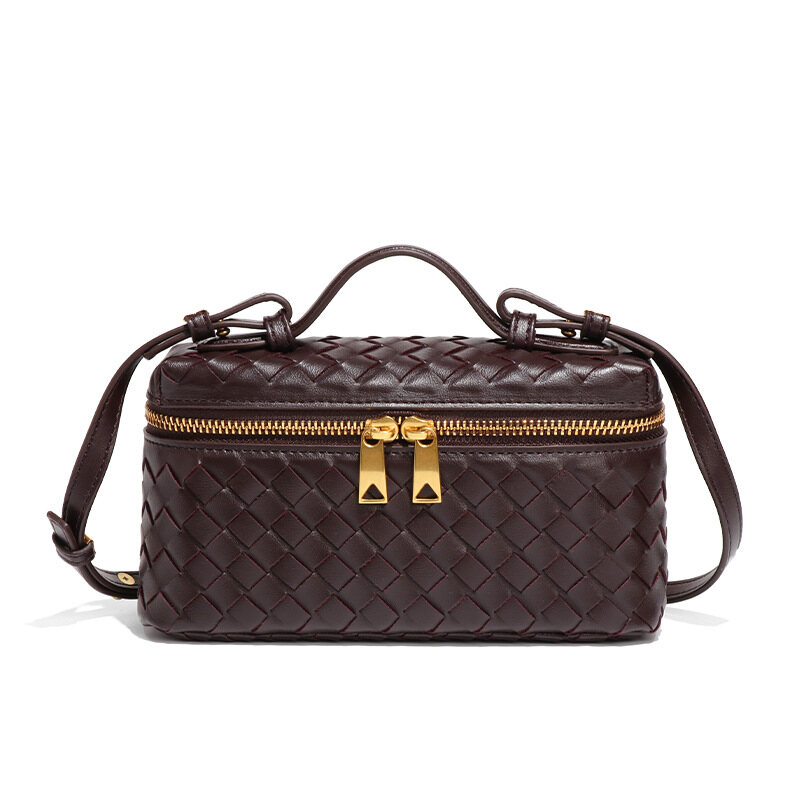 Classic Handwoven Box Bag: Fashionable Tote & Crossbody Cosmetic Case