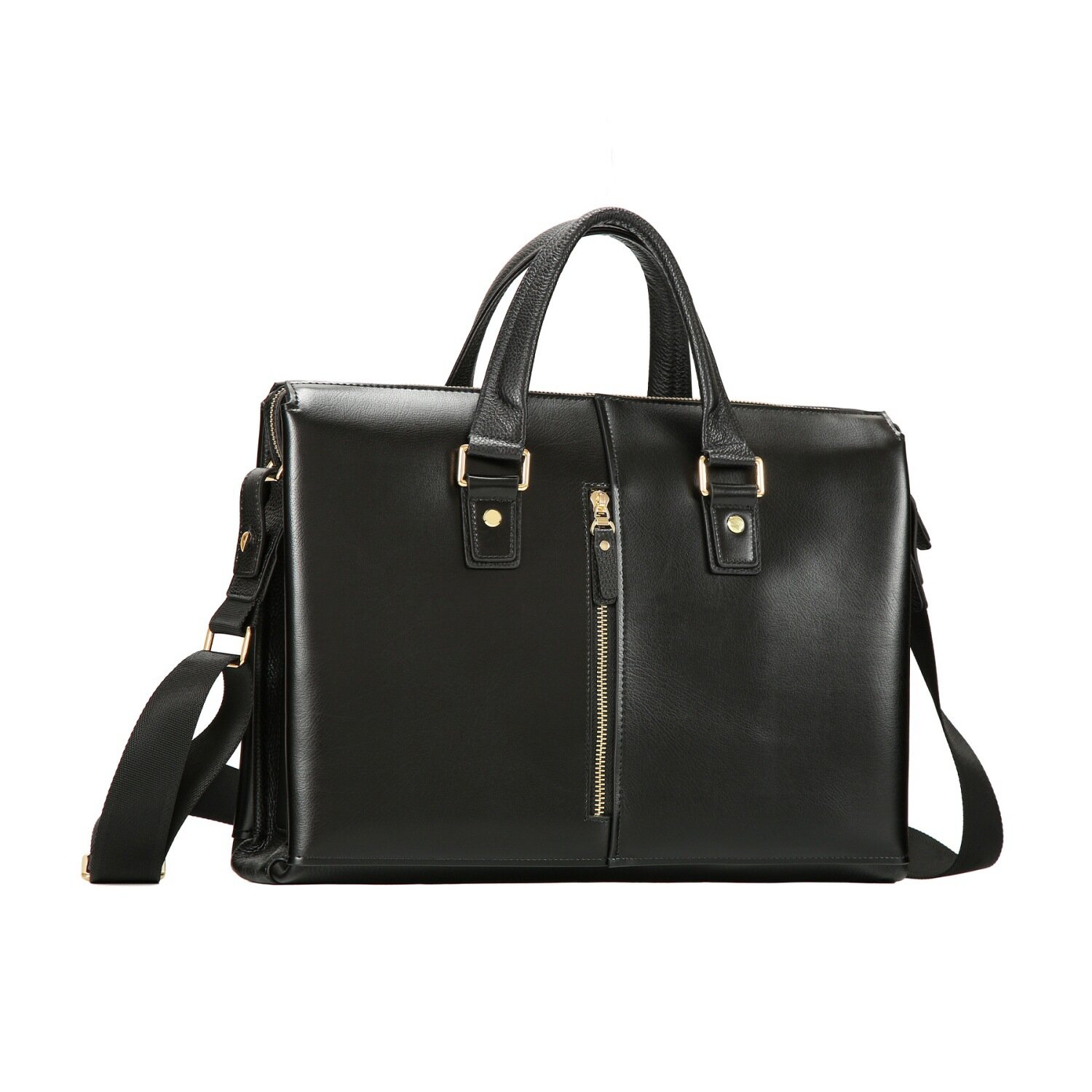 Business Commute Briefcase - Premium Genuine Leather Laptop Bag, Vintage Minimalist Large Capacity Shoulder Sling